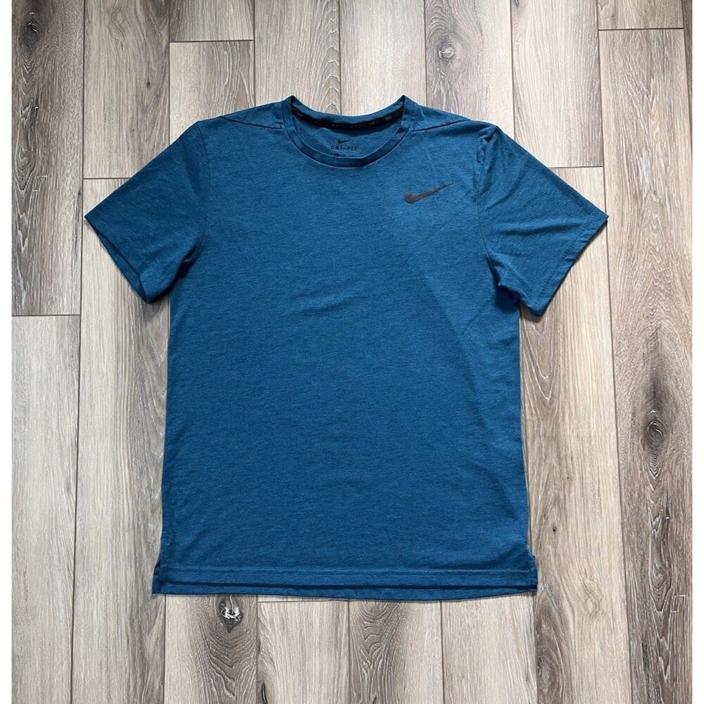 Nike Dri-FIT Mens Vented Training Shirt Heathered Blue Short Sleeve Tee Medium